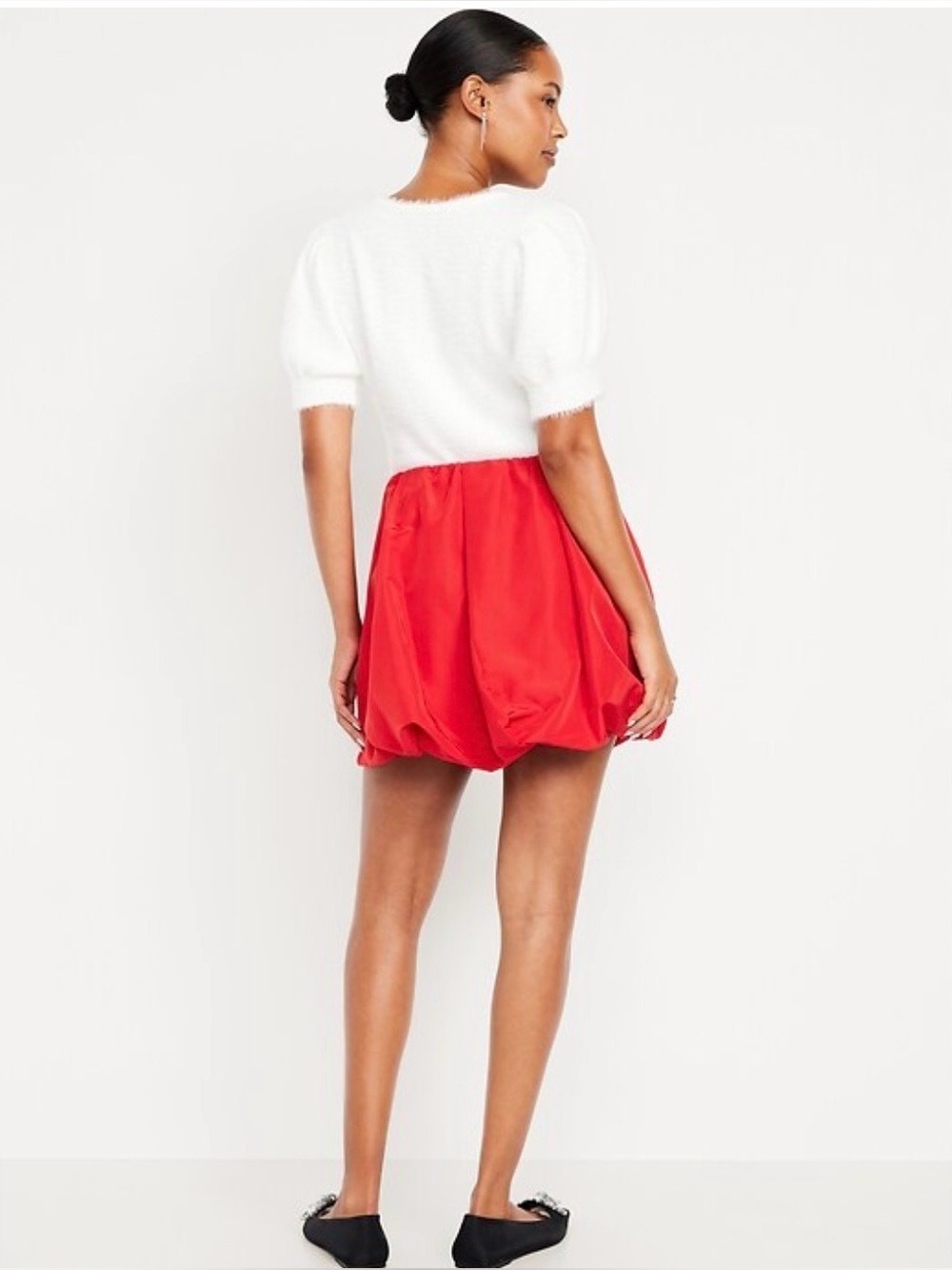 Old Navy Tafeta Amaryllis Red Bubble Mini Skirt size XL tall